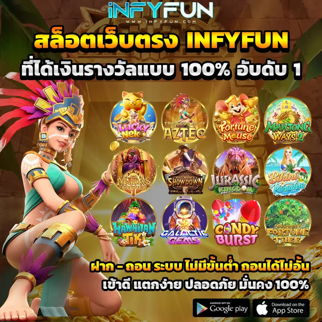 สล็อตเว็บตรง INFYFUN ที่ได้เงินรางวัลแบบ 100% อับดับ 1